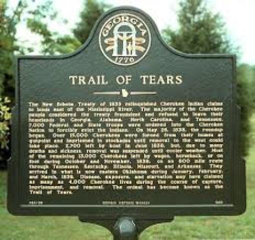 1831 U.S. government forced Cherokee Indians from homes "Trail of Tears"; many hid in mountains.