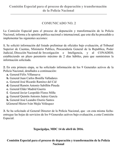 Comisión inicia a contarles las costillas a los altos mandos policiales