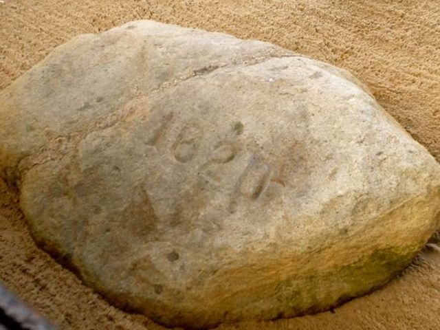The Mayflower lands at Plymouth Rock, Massachusetts