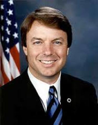 2004 North Carolina Senator John Edwards runs for vice president. He and running mate Senator John Kerry are narrowly defeated by incumbent President George Bush.