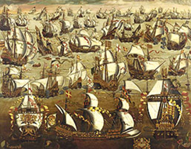 Spanjorerna sände en stor flotta mot England