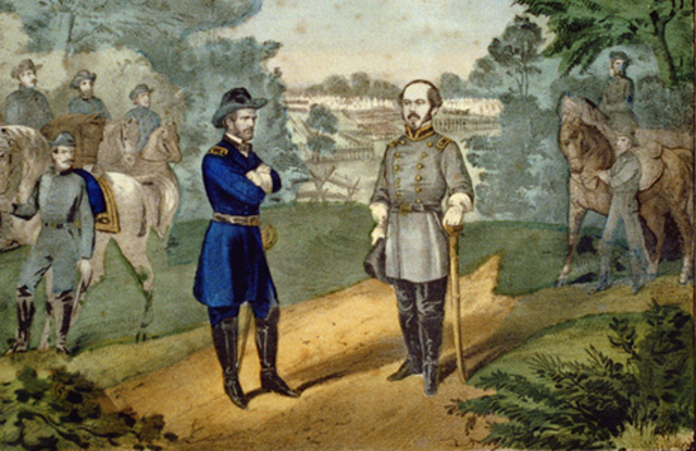 Joseph E. Johnston surrenders to William T. Sherman in North Carolina
