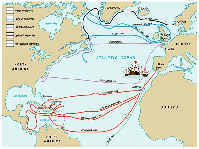 Colón en su tercer viaje a las Américas y encuentra América del sur
