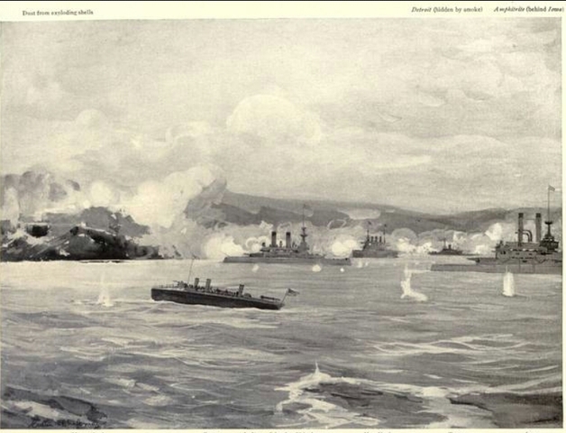 Ocurre un intercambio de disparos entre el castillo de San Cristobal y el buque de USS Yale