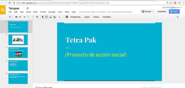 Presentation to the group