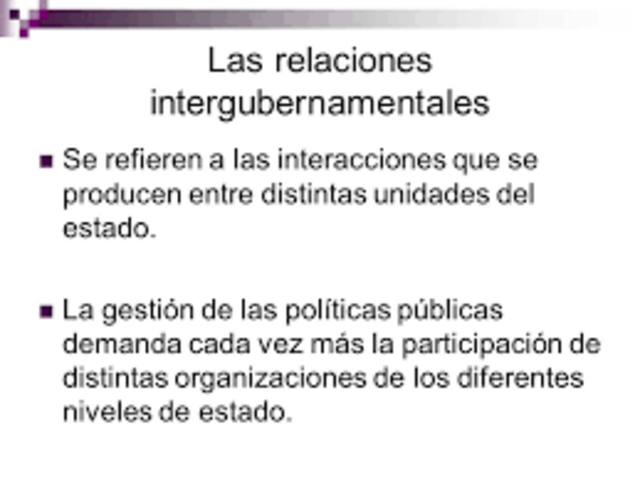 Los Procesos de Relaciones Intergubernamentales