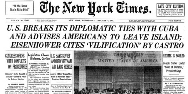Estados Unidos rompe relaciones diplomáticas con Cuba