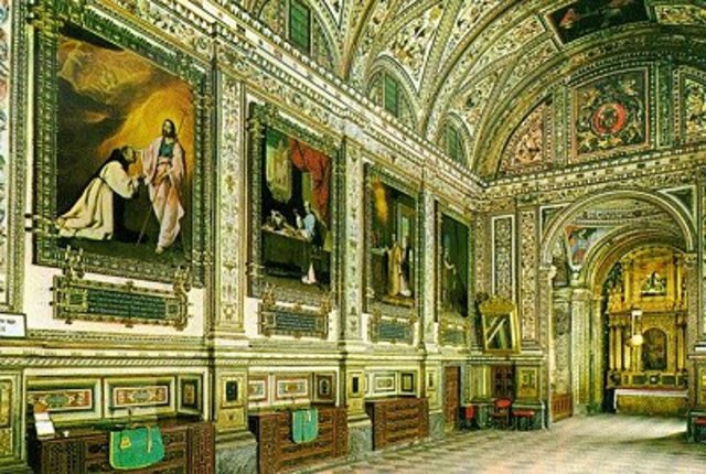 Inicio de los lienzos de la Sacristía del Monasterio de Guadalupe por Zurbarán.