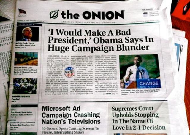 The Onion starts printing a weekly publication