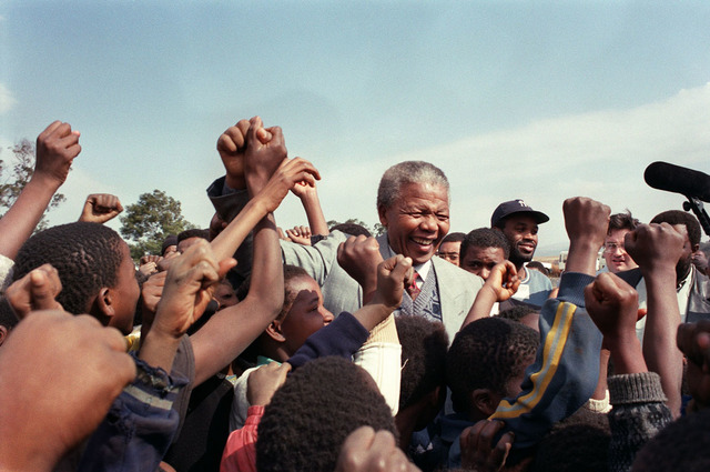 Elected by Parliament as first president of a democratic South Africa