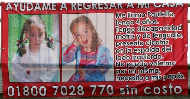 La niña Paulette se Reporta Desaparecida