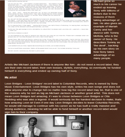 Sony & Michael Jackson's relationship with it and my own artist's relationship with his company