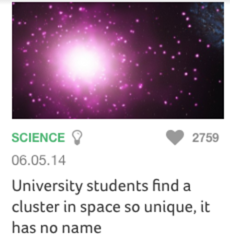 University students find a cluster in space so unique, it has no name.