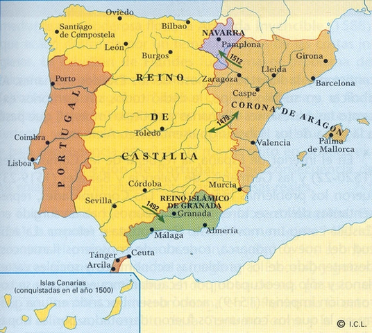 Los Reyes Católicos reúnen las coronas de Aragón y Castilla