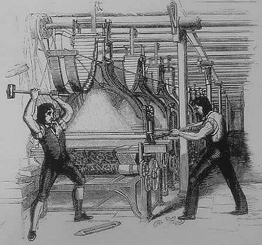 Primeres revoltes ludistes (destrucció de les màquines considerades responsables de la manca de treball).