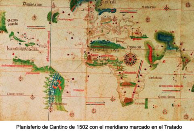 Firma del Tratado de Tordesillas entre Castilla y Portugal