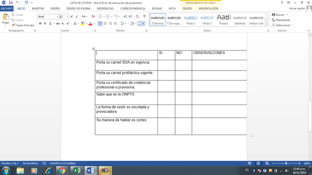 Realizacion Lista De Cotejo