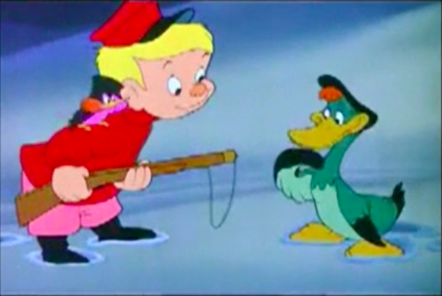 After that, Peter and the bird came across a duck.