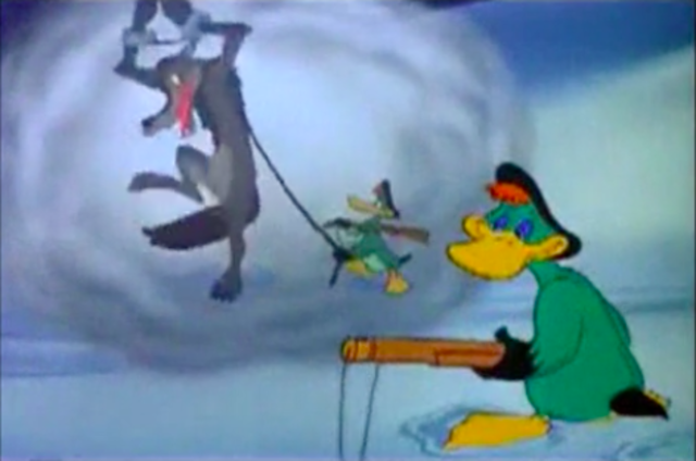 The duck dreamt of catching the wolf as well.