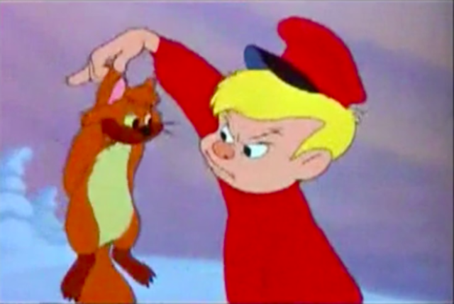 Just in time, Peter caught the cat.