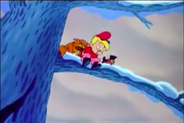 The three others hid high up in the tree.