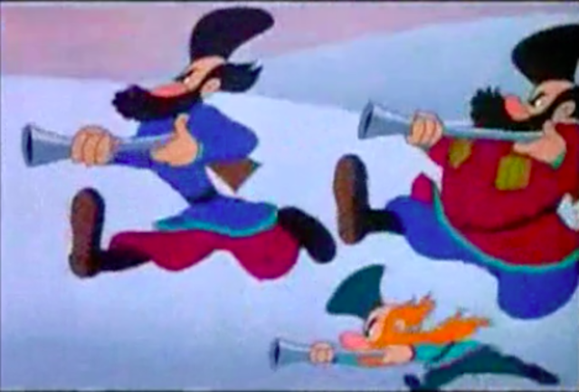 At that moment, the hunters passed by.