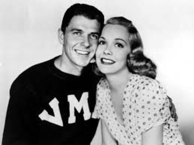He married Jane Wyman with 2 children and divorced