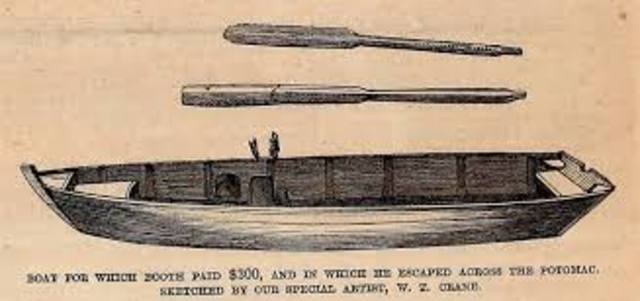 Booth and herald crossing the river