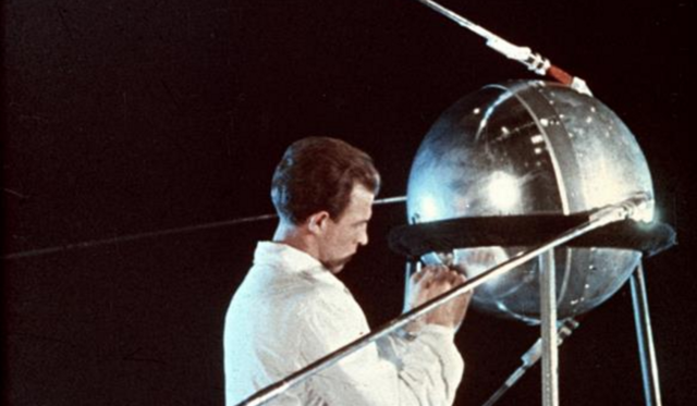 Soviets launch first man made satellite