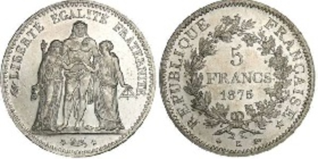 5 francs 1875 argent Hercule