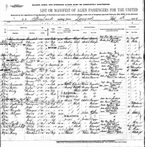 Manifest of Immigrants Act