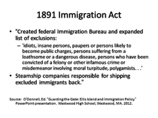 1891 Immigration Act