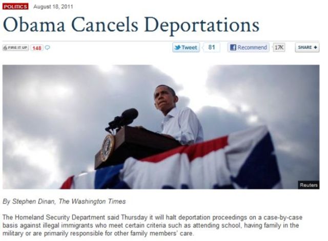 President Obama Announces Prevention of Illegal Immigrant Deportation
