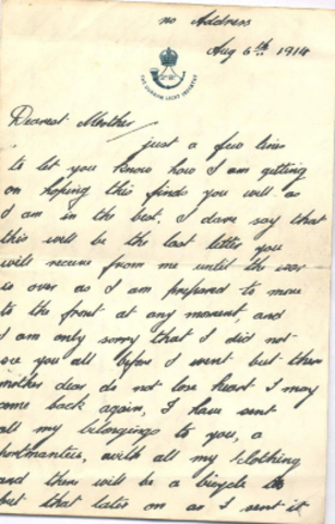 Letter home during work-preparing.