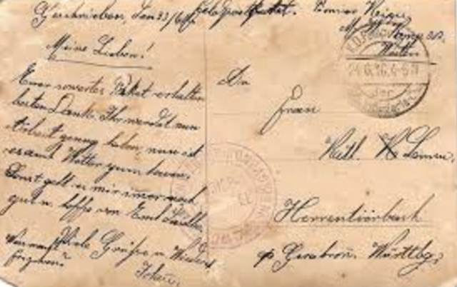 Letter after they occupied German territory.