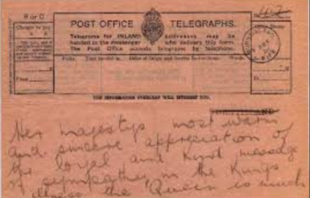 Telegram at the end of the war