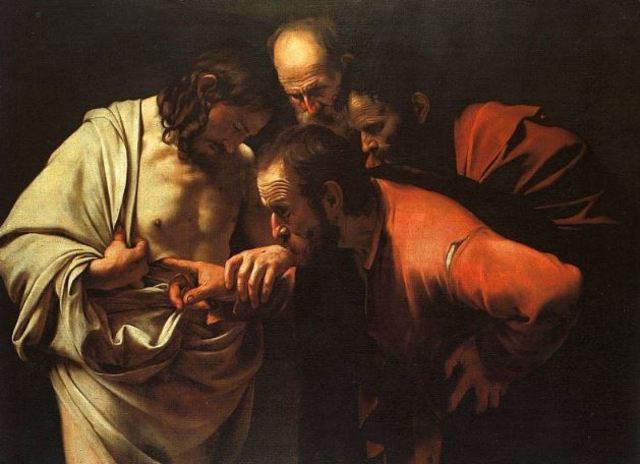 Caravaggio. The Incredulity of Saint Thomas. Oil on Canvas, 1602.