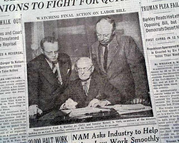The Taft-Hartley Act passed