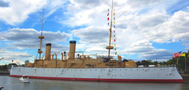Frederick sail to France in the USS Olympia