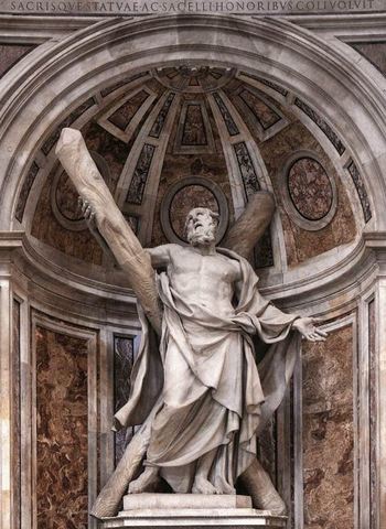 Duquesnoy, François. Saint Andrew. Sculpture, St Peter's Basilica, Rome, 1629.