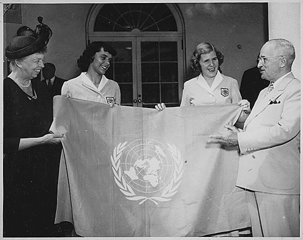 Eleanor Roosevelt is delegated to work for the U.N(United Nations)