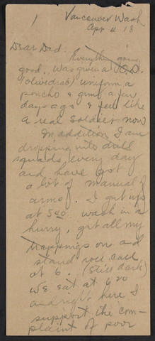 Charles Stanley Lamb - Letter to his Dad