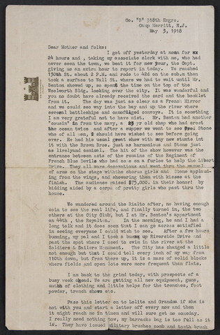 Charles Stanley Lamb - Letter to his Mom