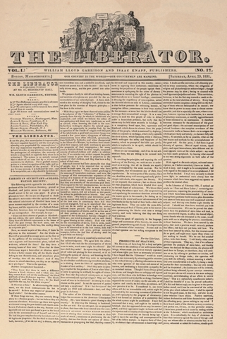 William Garrison Publishes The Liberator
