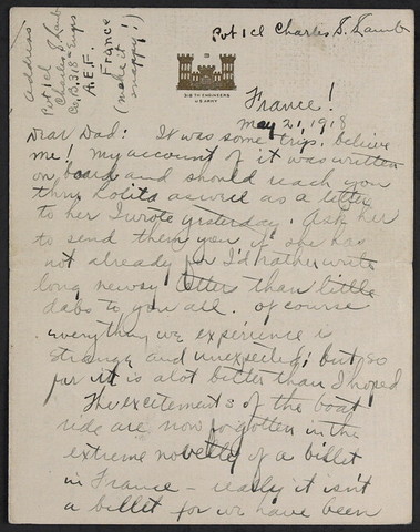 Charles Stanley Lamb - Letter to his Dad from France