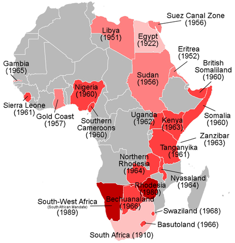Britain controls large portions of Africa