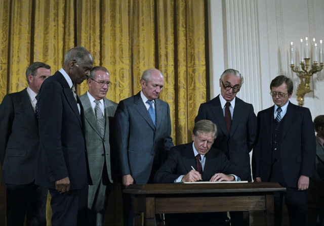 President Jimmy Carter signs the Department of Education Organization Act