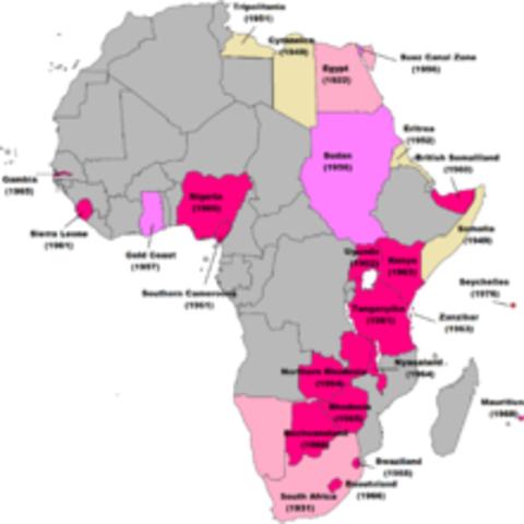 Britain controls large sections of Africa