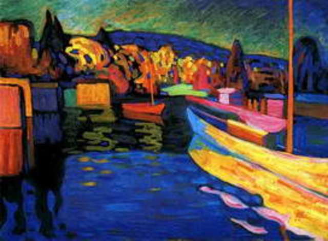 Autumn landscape with boats 1908