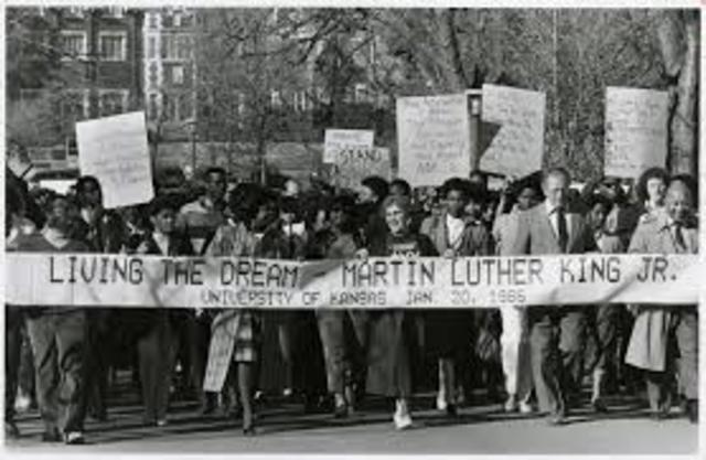 Martin Luther King Day is officially observed for the first time as a federal holiday in the US